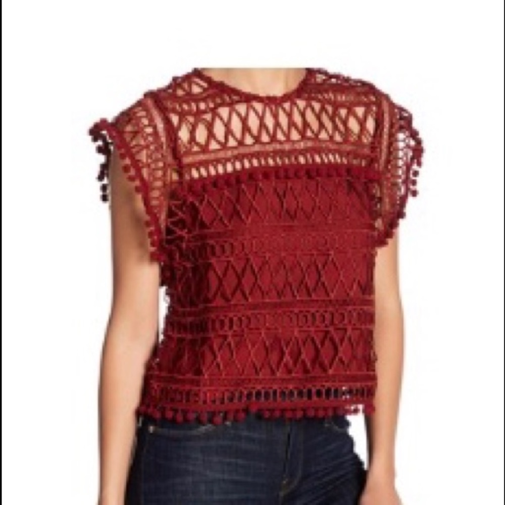Tularosa lace pompom trim blouse. Like new.
